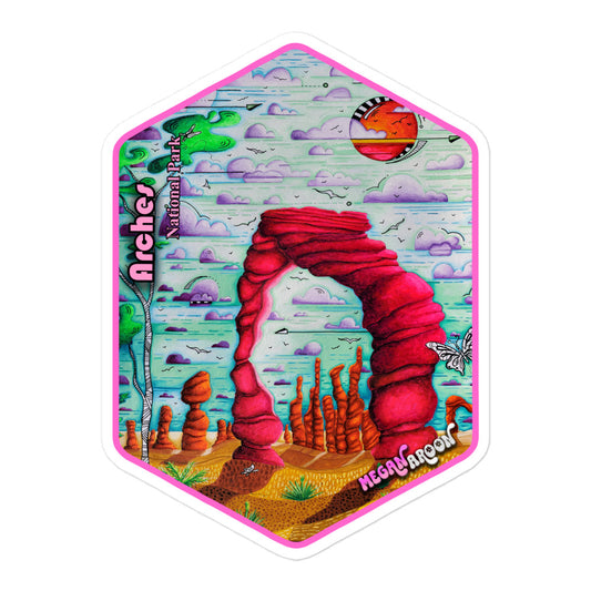 Arches National Park Badge Style PoP Art Travel Sticker