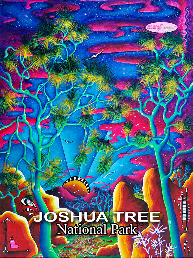 Joshua Tree National Park Travel Poster, Unframed Visit California Travel Art, Maximalist Home Office Decor For Her, Print from Original Art