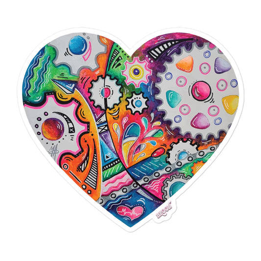 Cycling Gears & Chain PoP Art Sticker Design ~ Heart #9