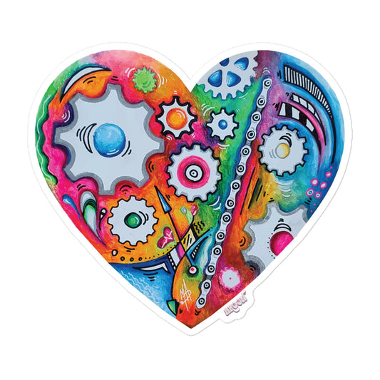 Cycling Gears & Chain PoP Art Sticker Design ~ Heart #1