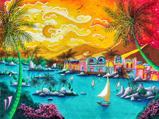 "Enchanting Nubian Dreams: A Whimsical Canvas of Vibrant Life in My Imaginary Village