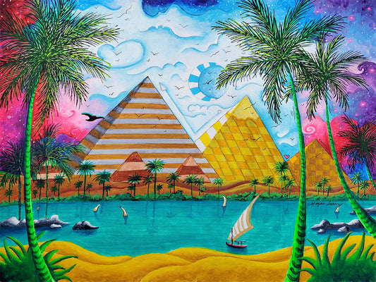 Pyramids of Whimsy: A Playful Palette Unveils the Mystique of Ancient Wonders