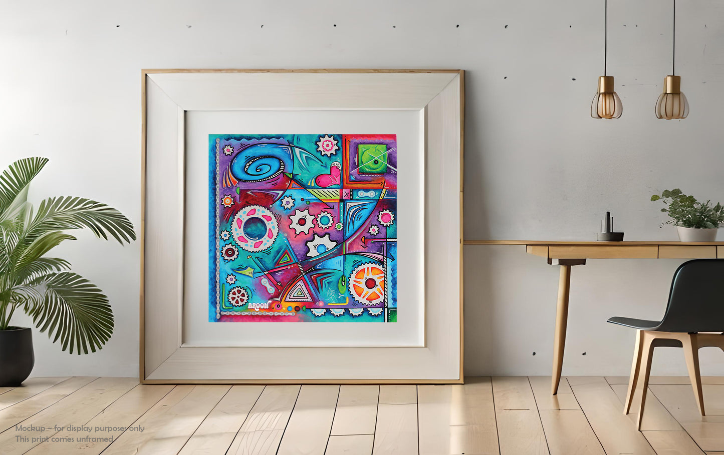 "The Geared Life" Cycling Abstract Gears and Chains Poster Print AROON