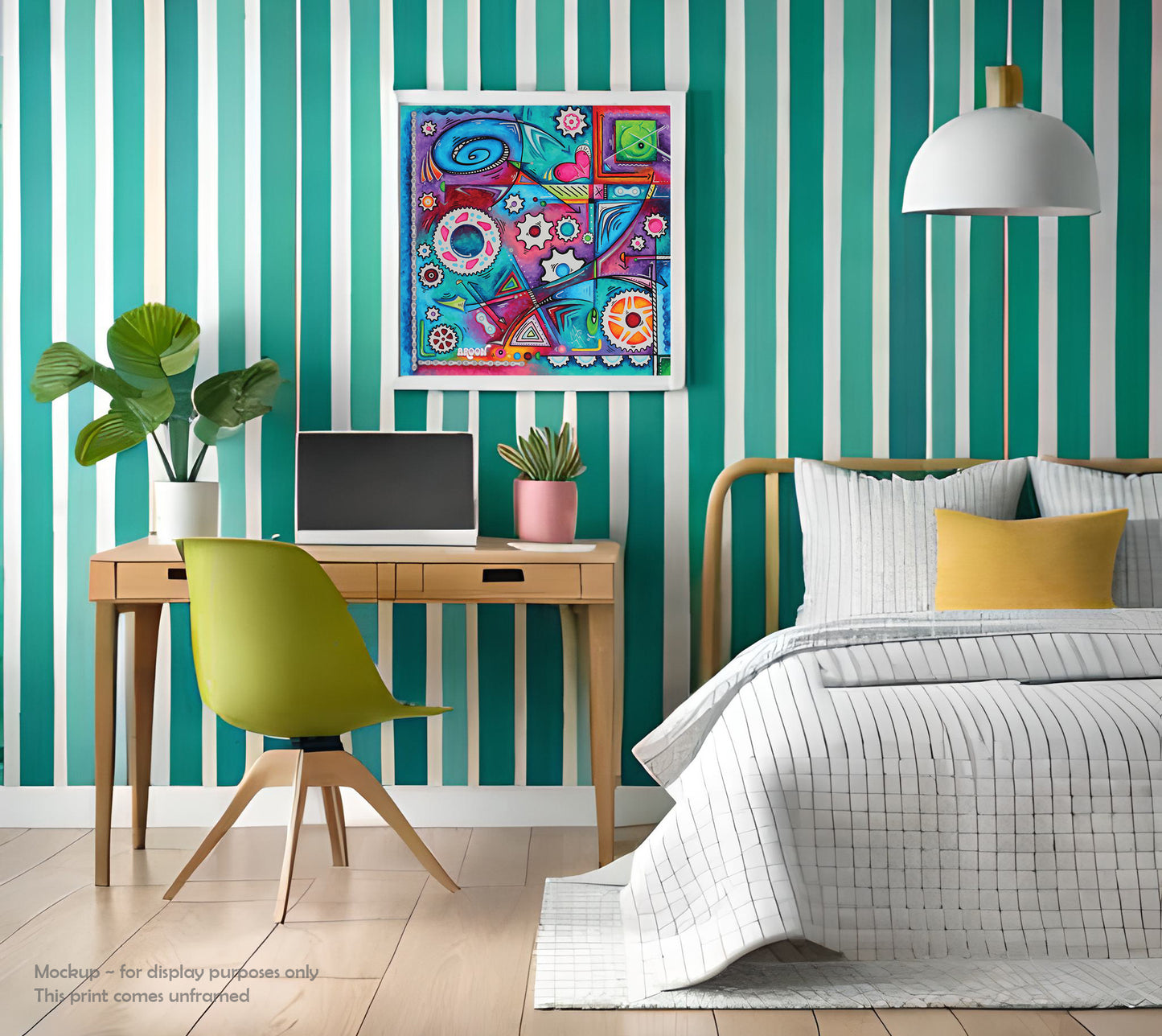 "The Geared Life" Cycling Abstract Gears and Chains Poster Print AROON