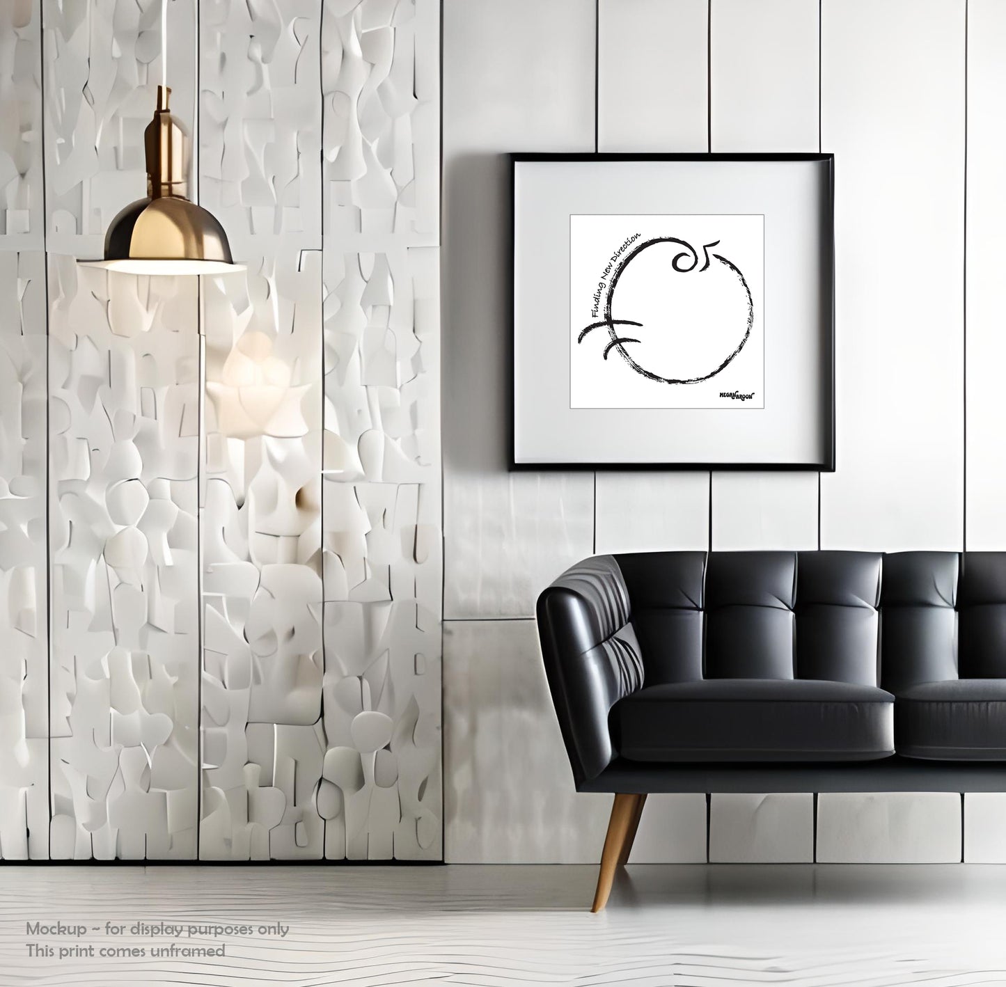 Finding New Direction Enlightenment symbol black and white MeganAroon  room frame mockup 