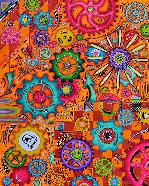 Limited Edition Giclee Print ~ "Look Within" Doodle Gears PoP Art