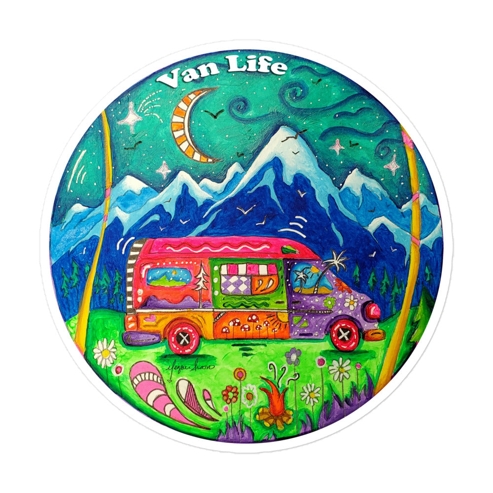 Outdoorsy Van Life Sticker Art by Traveling Artist MeganAroon