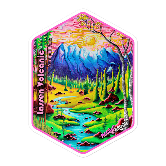 Lassen Volcanic National Park Badge Style PoP Art Travel Sticker