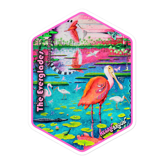 The Everglades National Park Badge Style PoP Art Ruby Beach Travel Sticker