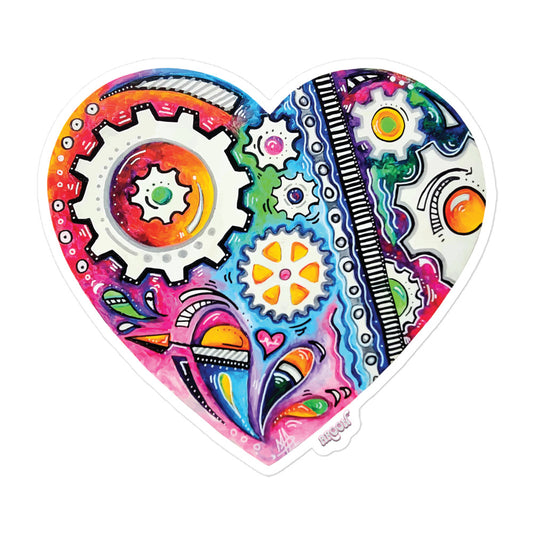 Cycling Gears & Chain PoP Art Sticker Design ~ Heart #11