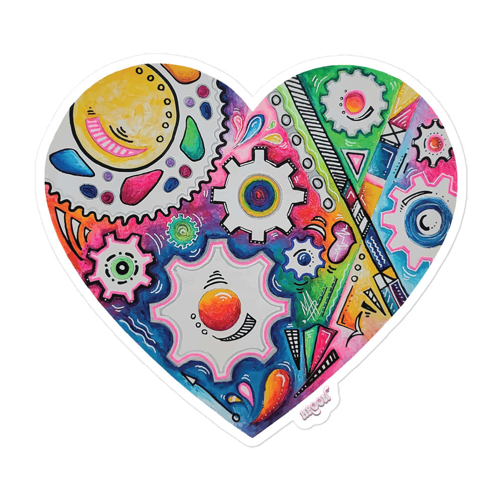 Cycling Gears & Chain PoP Art Sticker Design ~ Heart #10