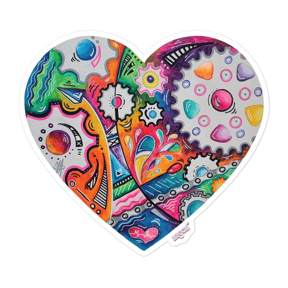 Cycling Gears & Chain PoP Art Sticker Design ~ Heart #9