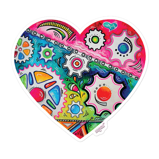 Cycling Gears & Chain PoP Art Sticker Design ~ Heart #8
