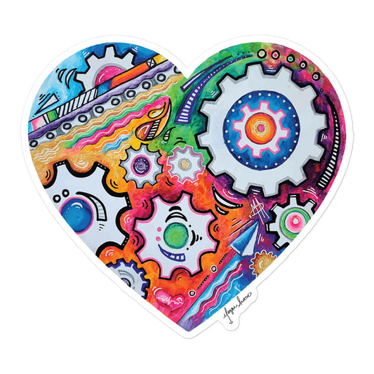 Cycling Gears & Chain PoP Art Sticker Design ~ Heart #7