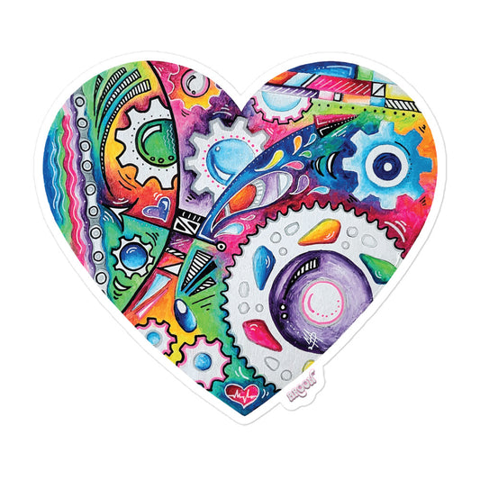 Cycling Gears & Chain PoP Art Sticker Design ~ Heart #6
