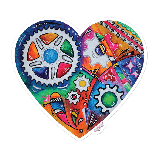 Cycling Gears & Chain PoP Art Sticker Design ~ Heart #3