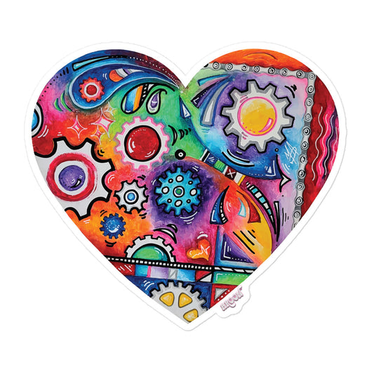 Cycling Gears & Chain PoP Art Sticker Design ~ Heart #2