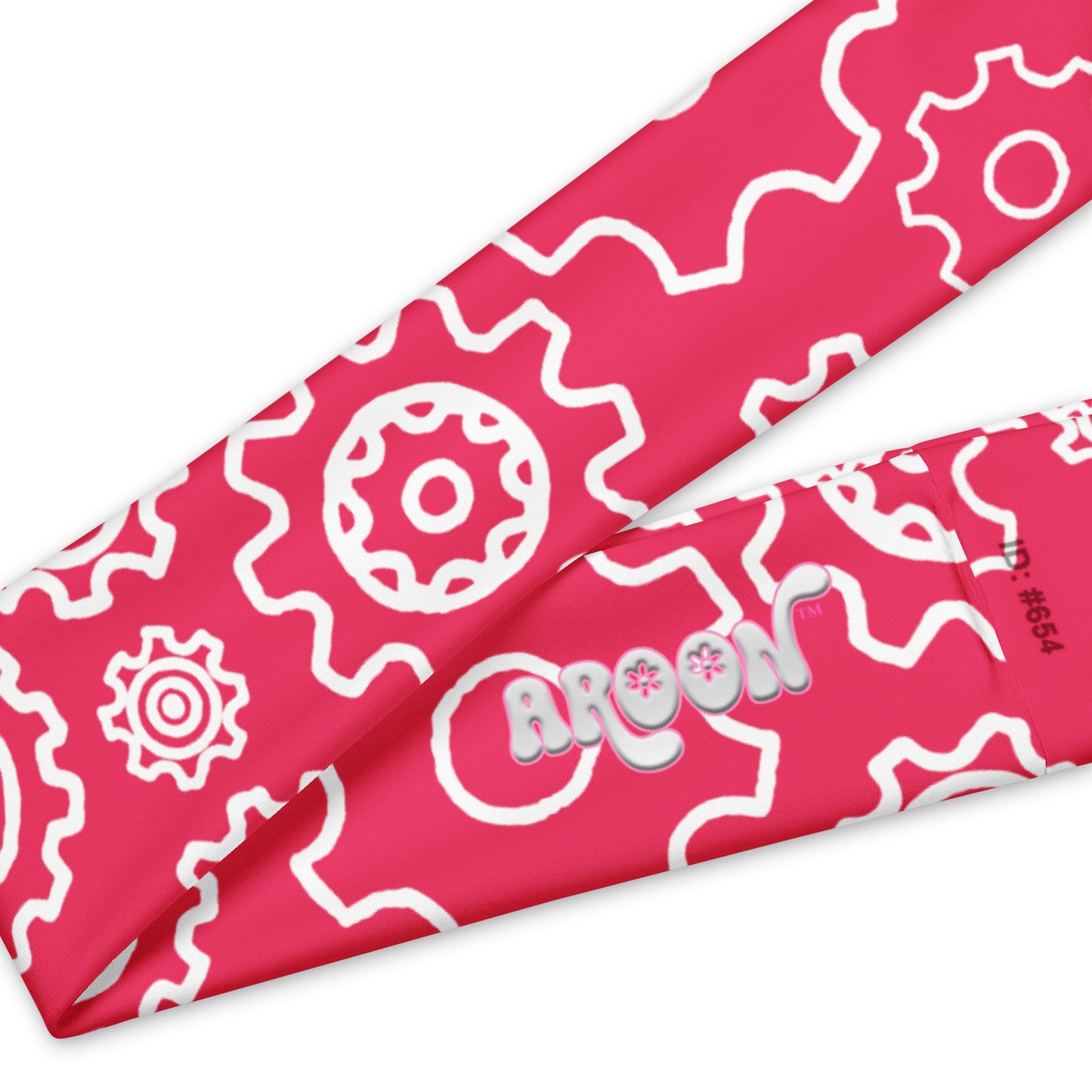 Pink and White Gears Original Art Headband Design