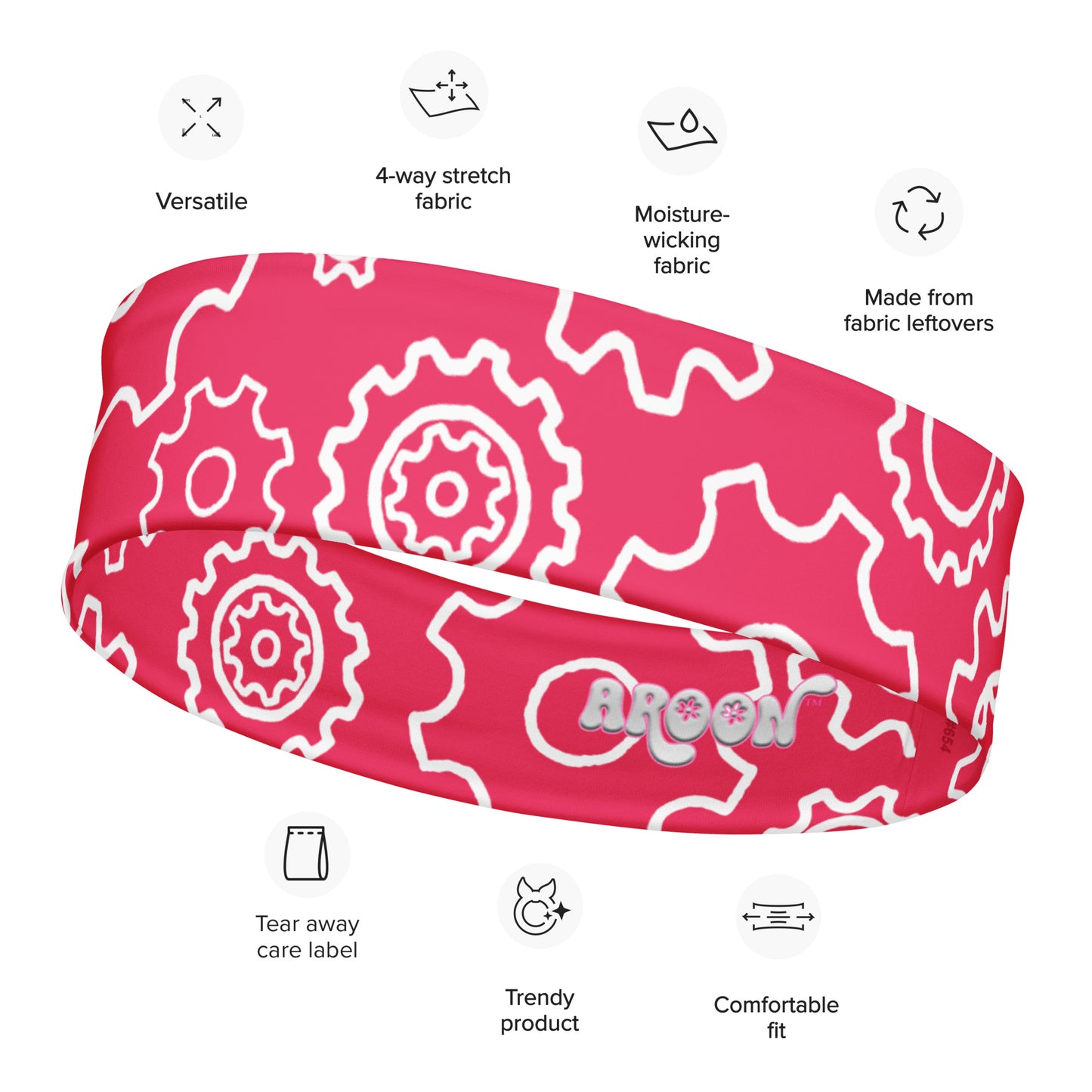 Pink and White Gears Original Art Headband Design