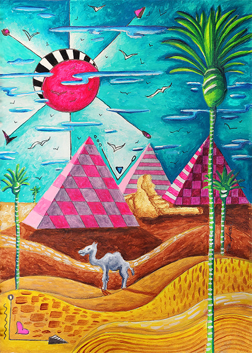 Pyramids of Giza Egypt Original Painting ~ The Sketchbook Travel Series