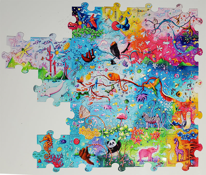 "A Never Ending Story" Magnet Puzzle Piece, Safari Giraffe Puzzle Art