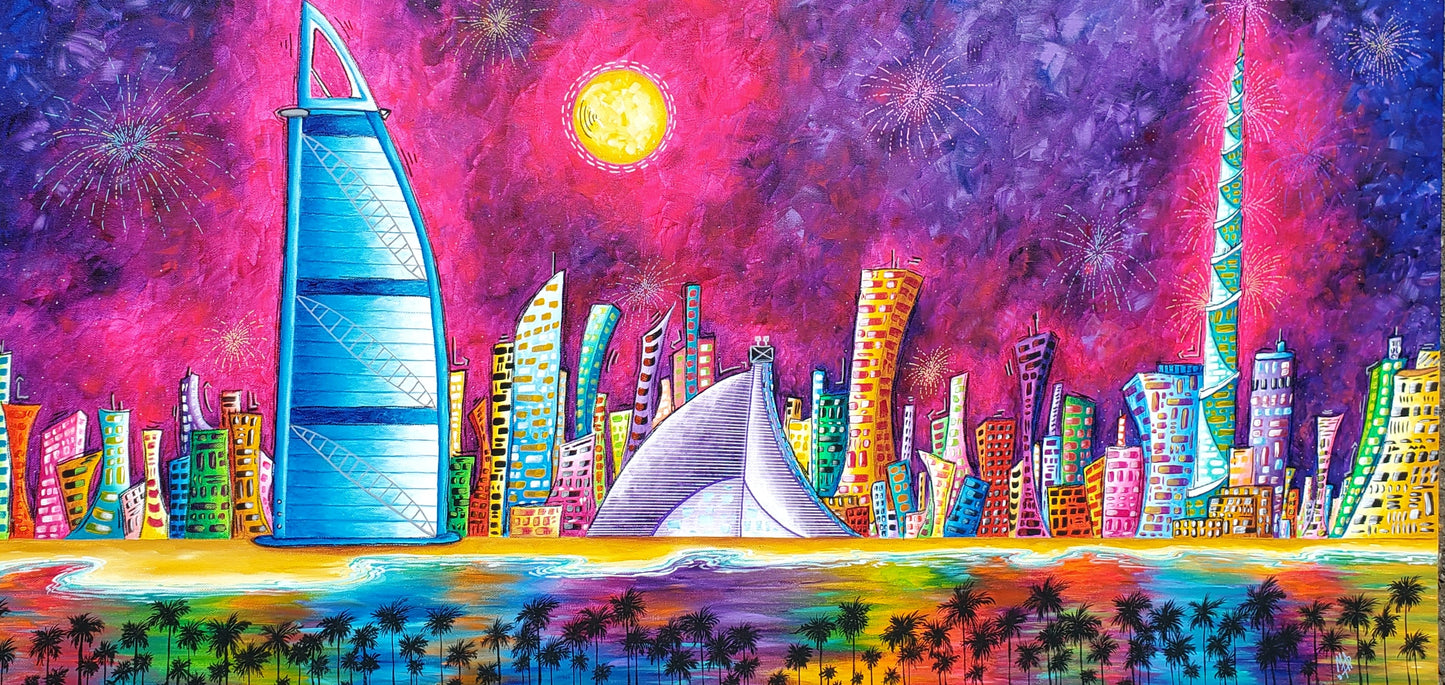 Original Custom Dubai Painting by Megan Duncanson (24"x48")