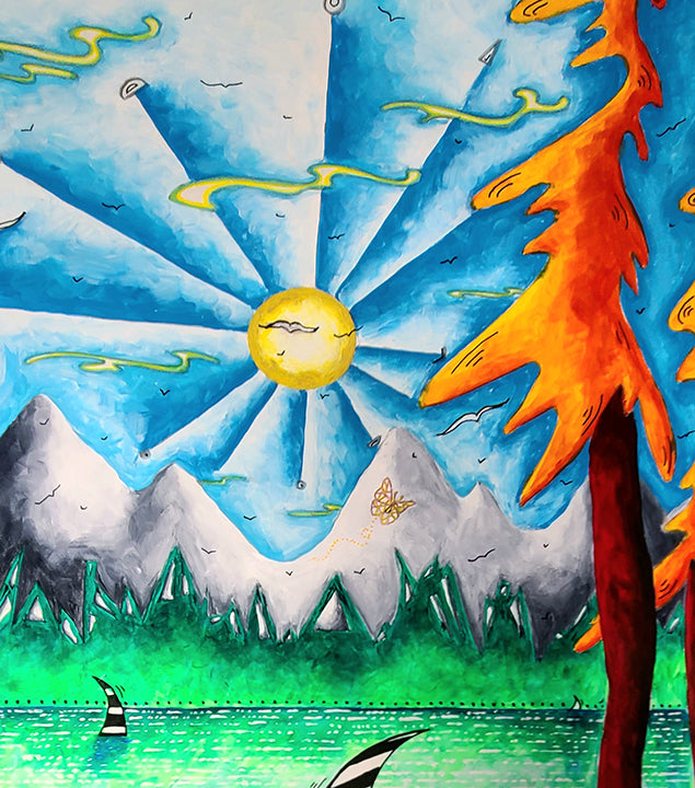Lake Tahoe Inspired Painting, Fun, Colorful Travel Art by MeganAroon