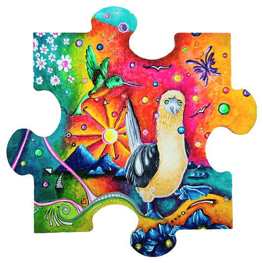 "A Never Ending Story" Magnet Puzzle Piece, Blue Footed Boobie Puzzle Art