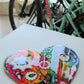 "Cheerful" Original Acrylic Wooden Heart Cycling Gears Chain PoP of Love Painting by Megan Duncanson (11.25"x12")