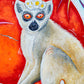 "DreamLand" Original Whimsical Lemur Painting, Fun, Conservation Art for Kids Nursery by Megan Duncanson (19"x24")