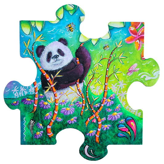 "A Never Ending Story" Magnet Puzzle Piece, Panda Puzzle Art