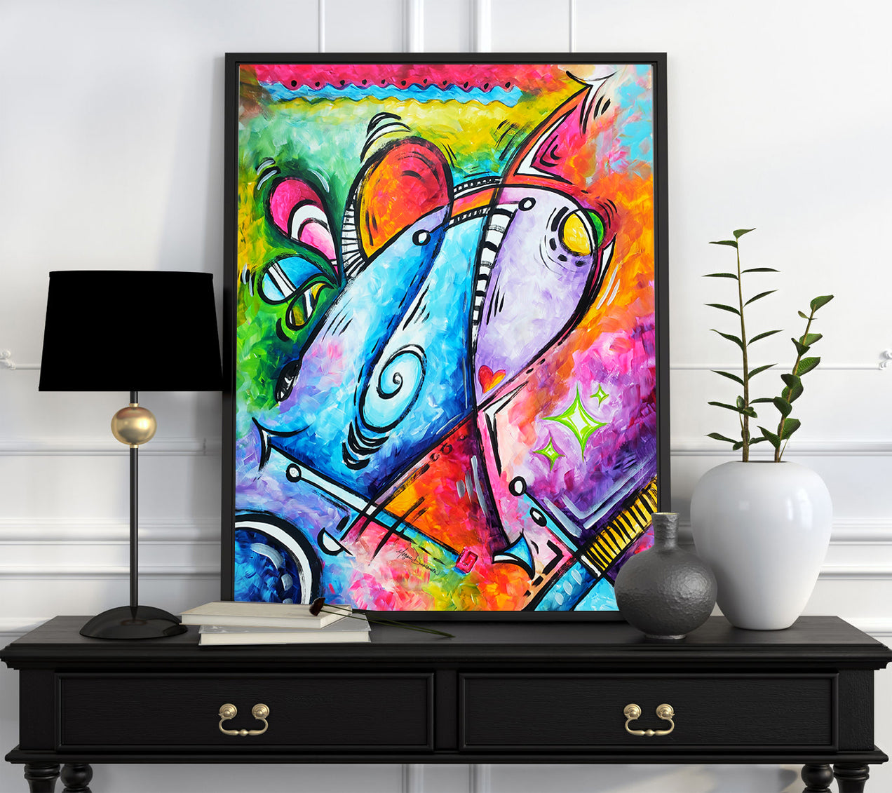 "The Joy of Freedom" Original Acrylic Abstract Seuss Like Whimsical Painting by Megan Duncanson (19"x24")