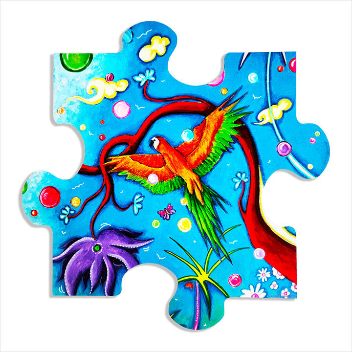 "A Never Ending Story" Magnet Puzzle Piece, Parrot Puzzle Art